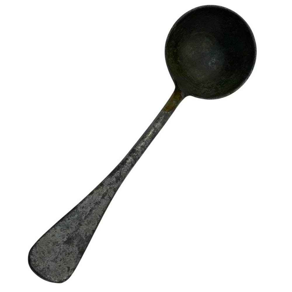 Vintage Germany Primitive Ladle Spoon Aluminum Gray 7.5in